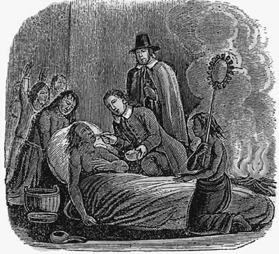 Massasoit es atendido por los ingleses