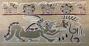 Procesión de Jaguares con trompetas de caracol
