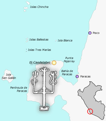 Candelabro de Paracas. Ubicación